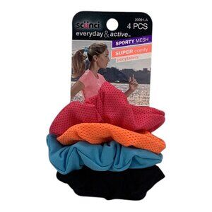 Scunci Everyday & Active Sporty Mesh Super Comfy 4 Pc Ponytailers Set Multicolor